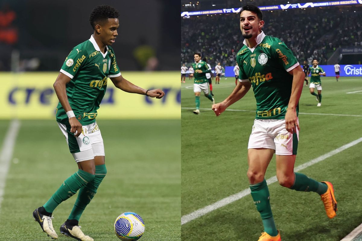 Estêvão e Flaco López se destacam no Palmeiras entre jogadores sub-23 do Brasileirão.
