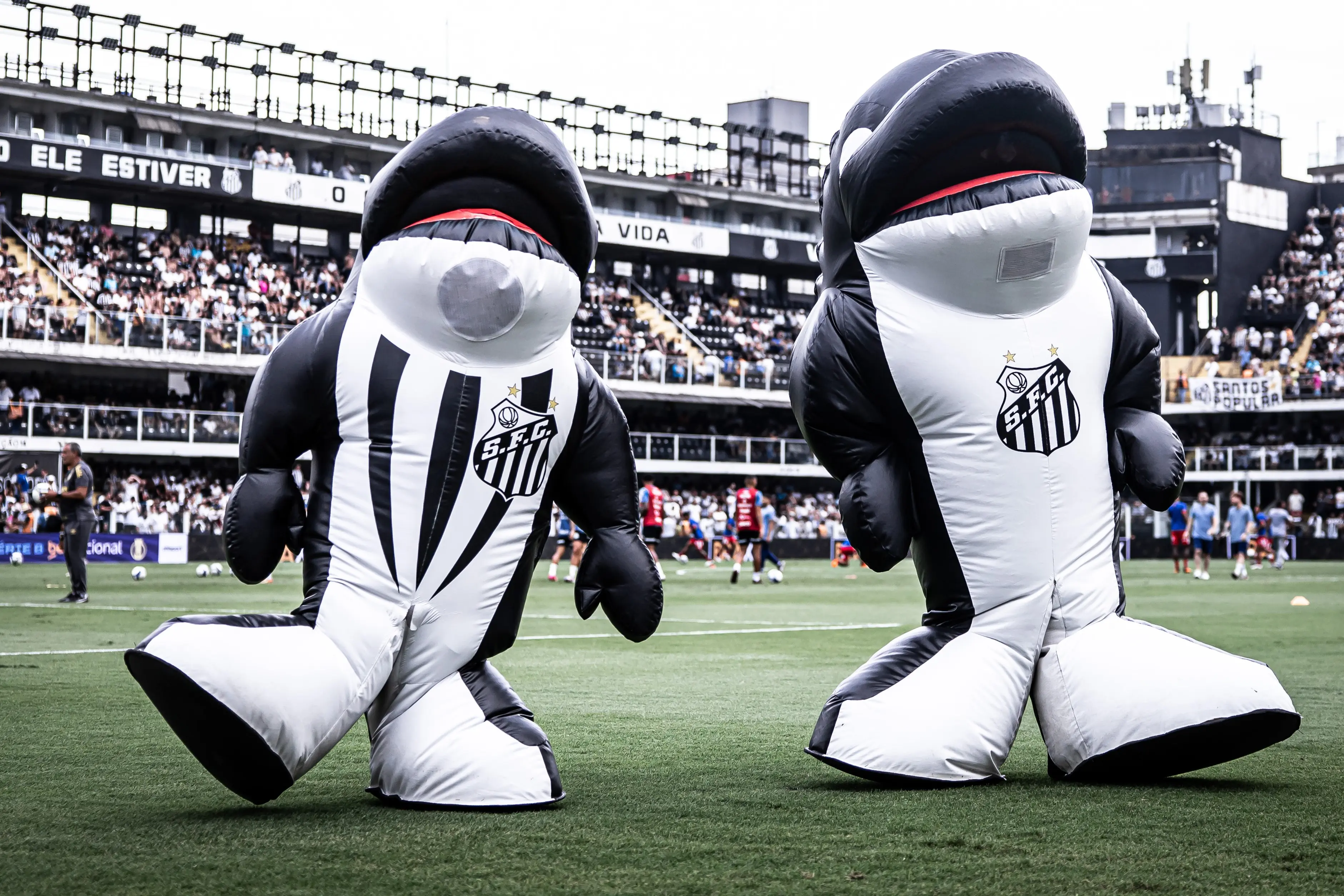 Super mascotes. Foto: Raul Barett/Santos FC