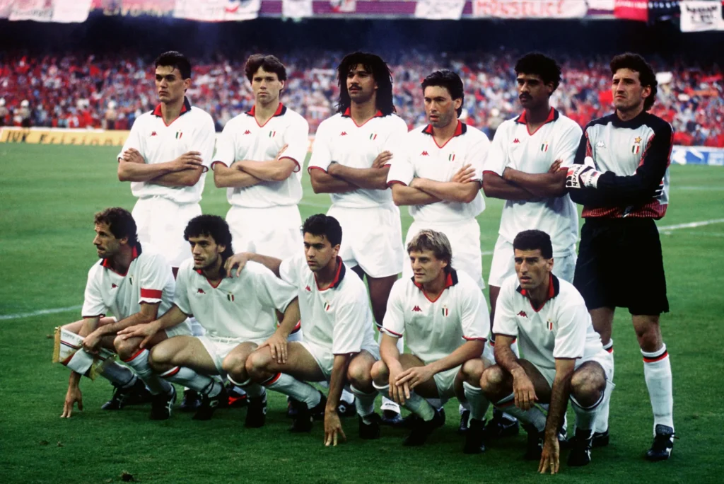 Time do Milan com Ancelotti na final da Champions de 1989