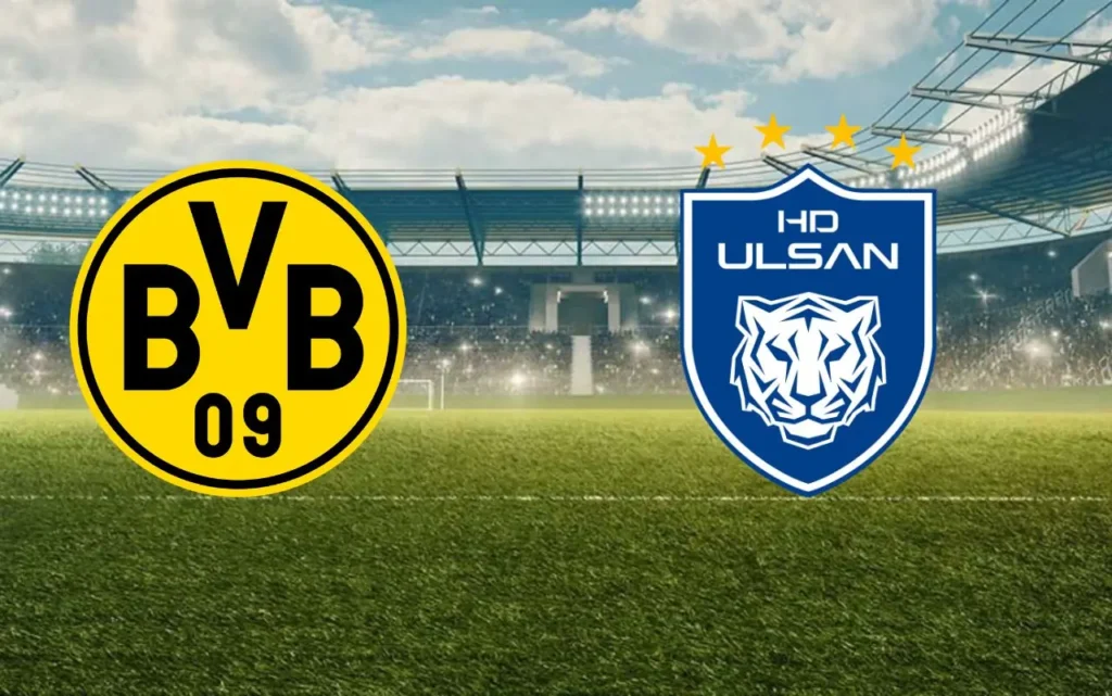 Escudos de Borussia Dortmund e Ulsan HD, adversários no Mundial de Clubes
