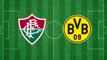 Escudos de Fluminense e Borussia Dortmund, adversários no Mundial de Clubes