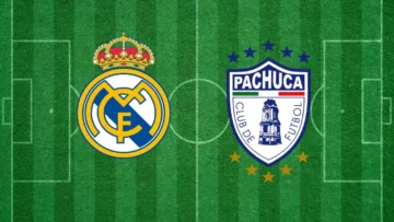 Escudos de Real Madrid e Pachuca, adversários no Mundial de Clubes