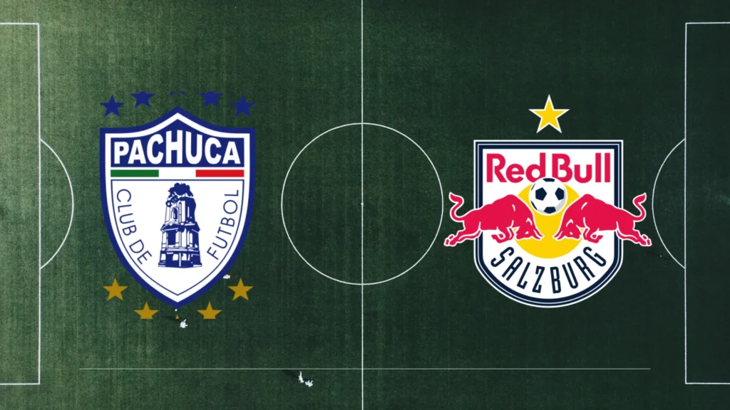 Escudos de Pachuca e RB Salzburg, adversários no Mundial de Clubes