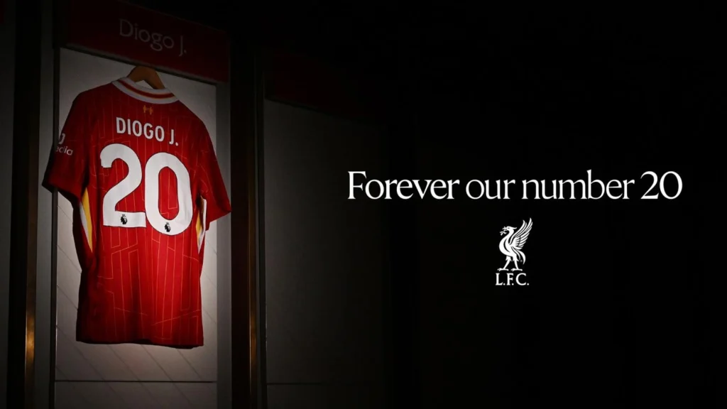Liverpool faz linda homenagem para Diogo Jota: “Para sempre nosso número 20”
