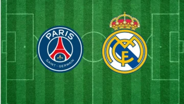 Escudos de PSG e Real Madrid, adversários no Mundial de Clubes