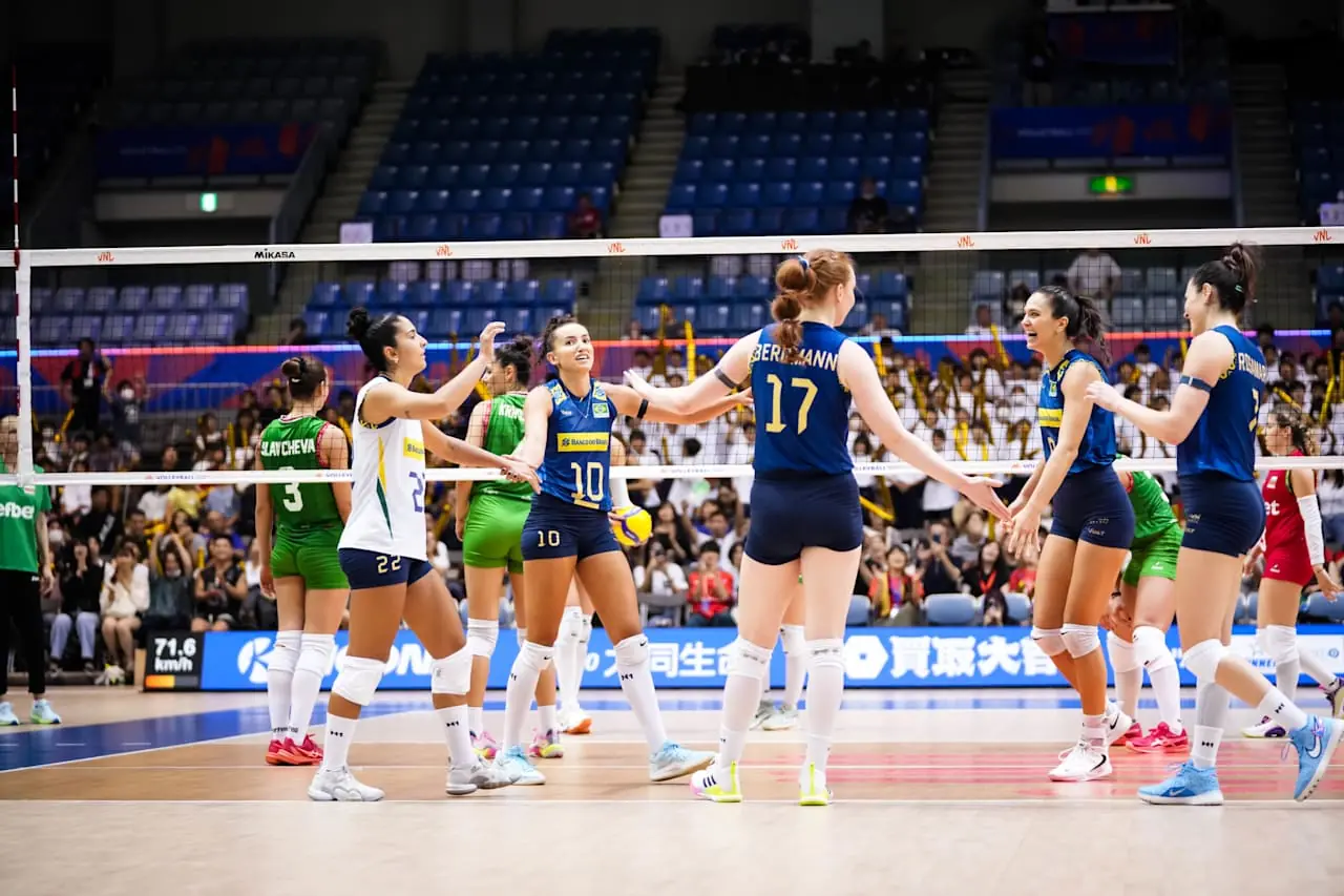 Brasil vence a Bulgária e garante vaga na fase final da Liga das Nações feminina Imagem ilustrativa para a matéria
