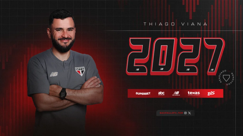 São Paulo renova com Thiago Viana, técnico do feminino, até 2027