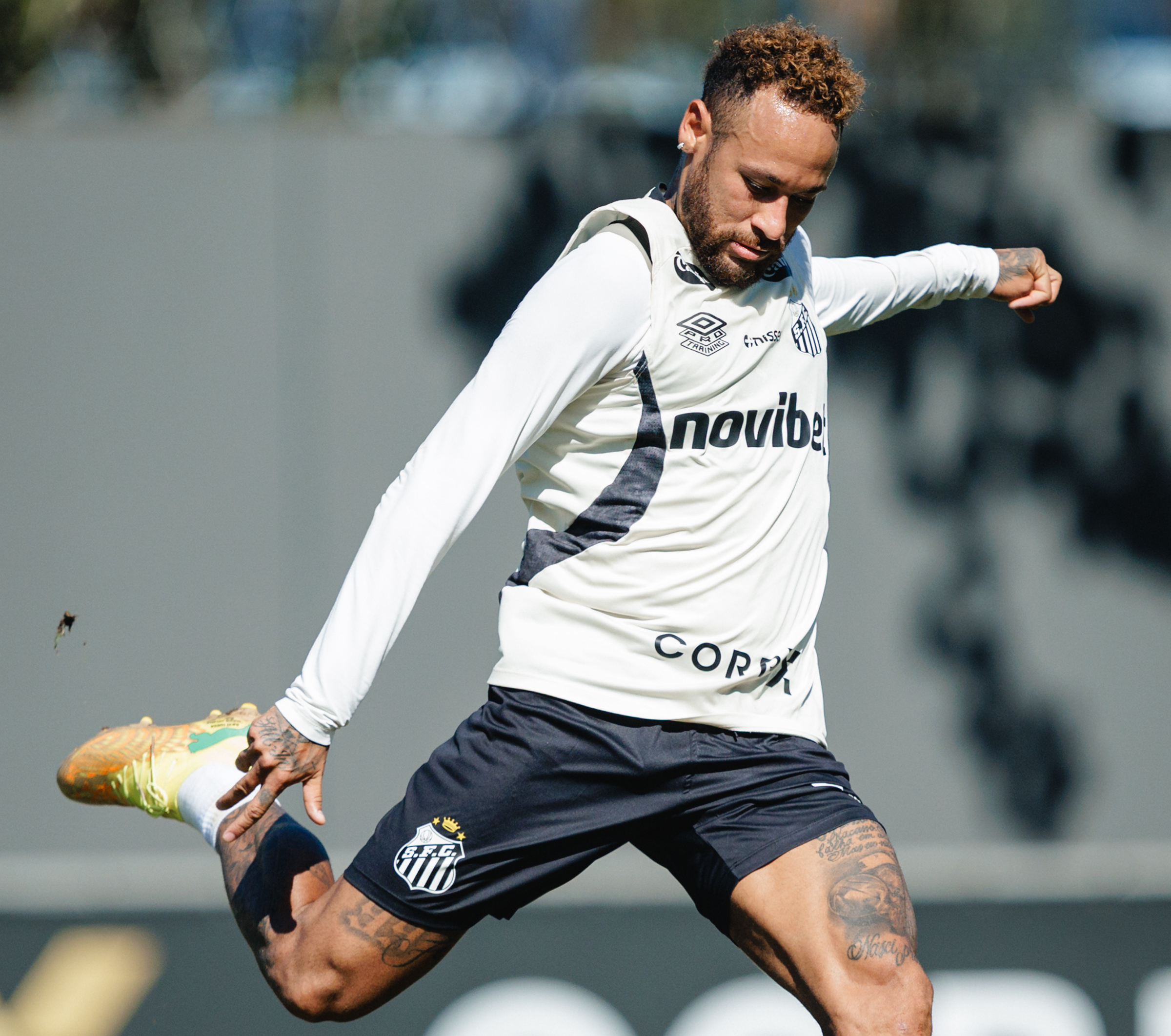 Com Neymar em campo, Santos treina com foco na Sul-Americana