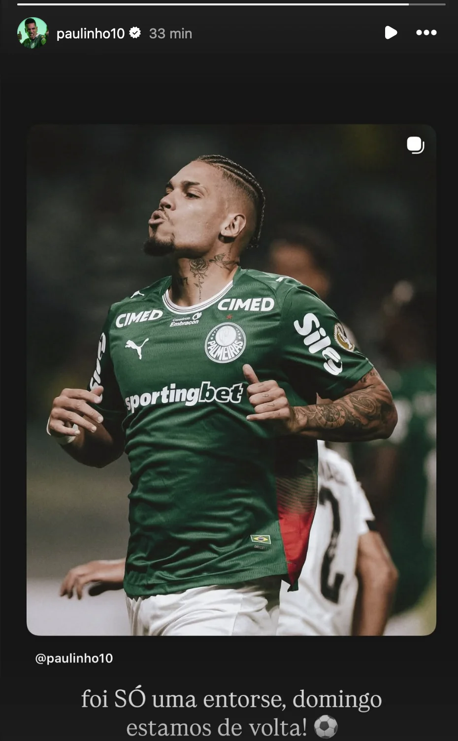 Paulinho tranquiliza sobre entorse e projeta retorno no Palmeiras