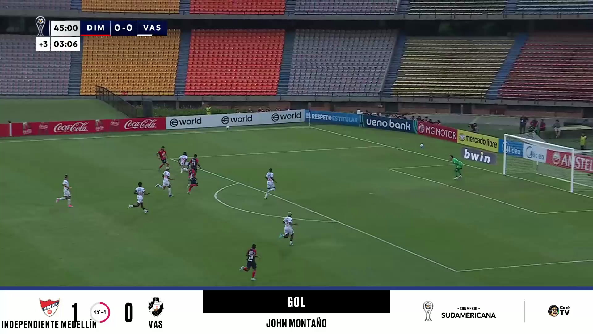 John Montaño coloca o Independiente Medellín-COL na frente contra o Vasco na Sul-Americana; confira