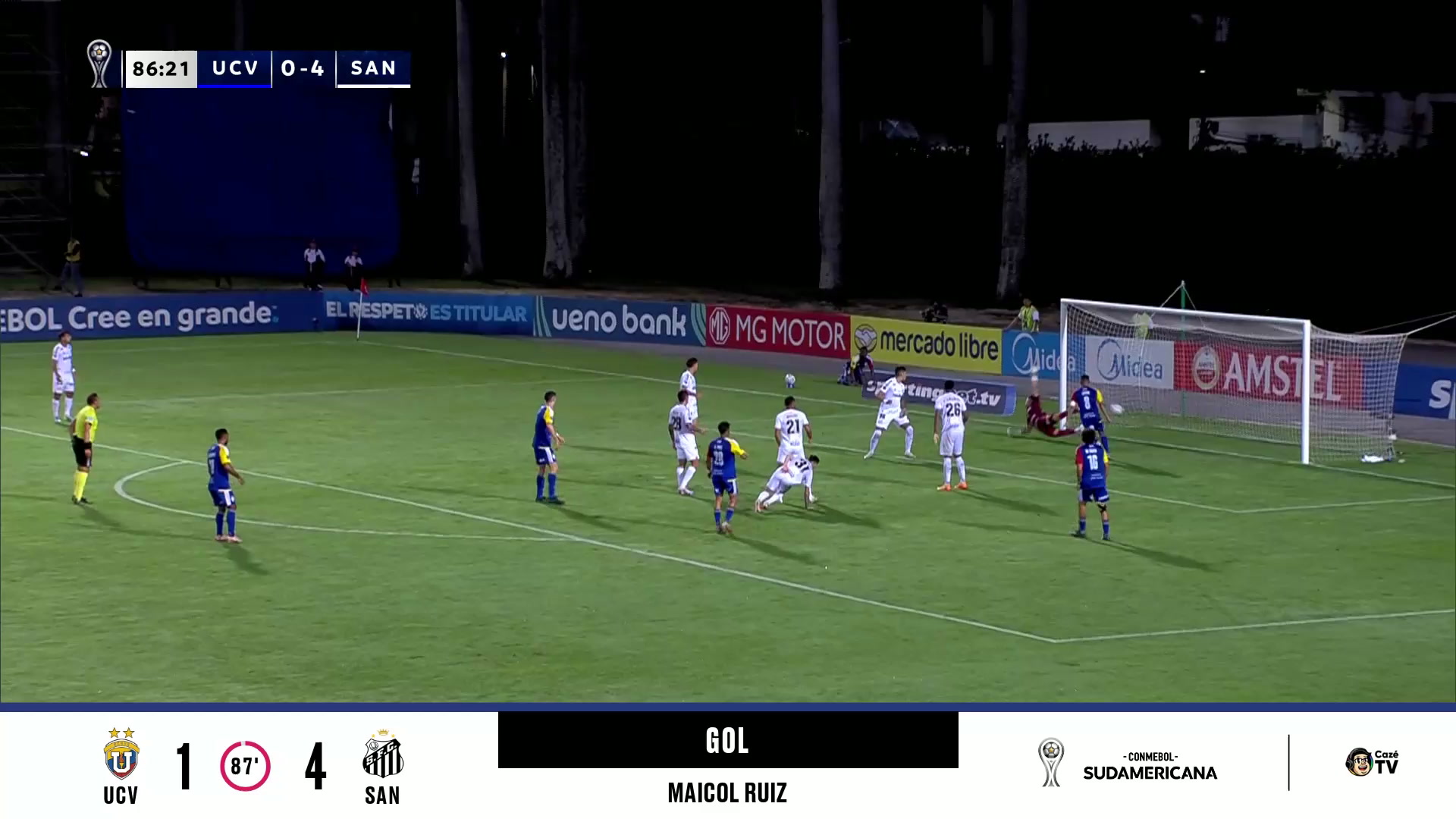 Moisés perde a bola na área, e UCV diminui contra o Santos na Sul-Americana; confira