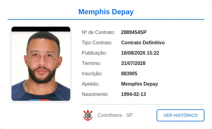 Memphis Depay é regularizado no BID e pode reestrear pelo Corinthians