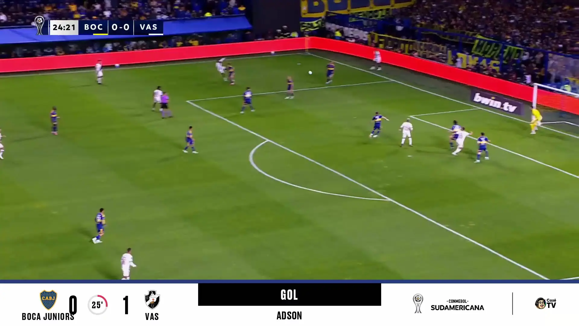 Adson antecipa a zaga do Boca e marca o gol da vitória do Vasco na Bombonera; confira