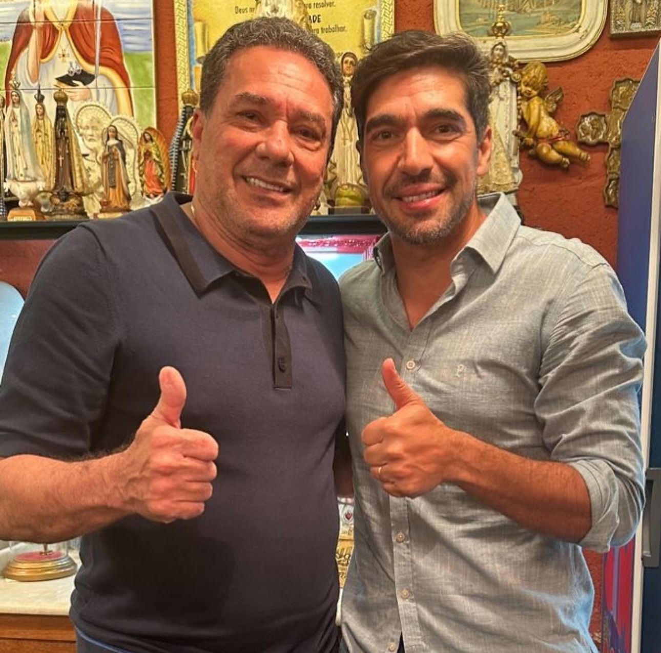 Históricos no Palmeiras: Luxemburgo e Abel juntos em foto memorável.