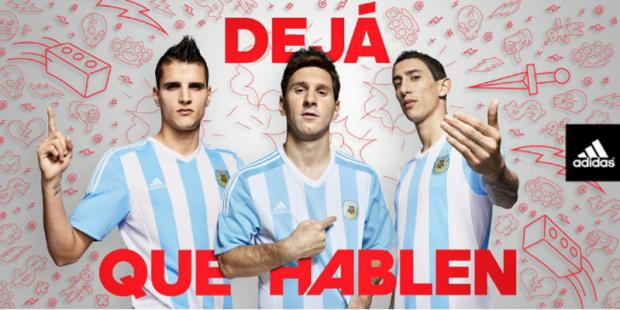 Com Messi, Di María e Lamela modelos, a campanha trouxe uma mensagem inusitada: