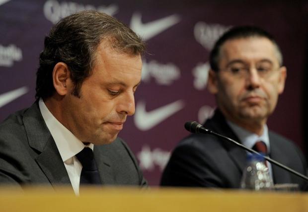 Rossell (à esq.) e Bartomeu estão no centro da investigação por fraude fiscal cometida pelo Barcelona