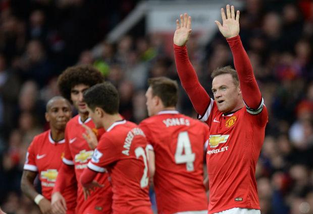Wayne Rooney anotou o terceiro gol do United aos 33 minutos do primeiro tempo