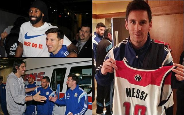 Argentinos se encontraram com estrelas do Washington Wizards (Fotos: AFP e divulgação)
