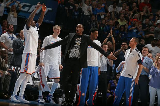 O ala Kevin Durant, do Oklahoma City Thunder, ficará de fora do restante da temporada da NBA (Foto: Layne Murdoch Jr.)