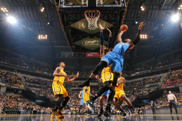 Russell Westbrook anotou 54 pontos diante do Pacers, que derrotaram o Thunder