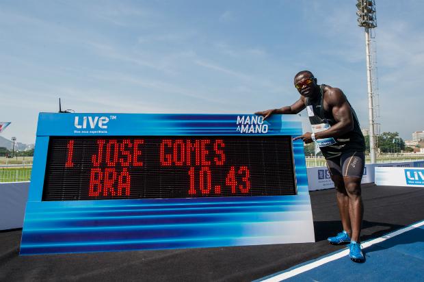 José Carlos Moreira, o Codó, foi o mais rápido na bateria brasileira e irá enfrentar Usain Bolt (Foto:Thiago Diz)