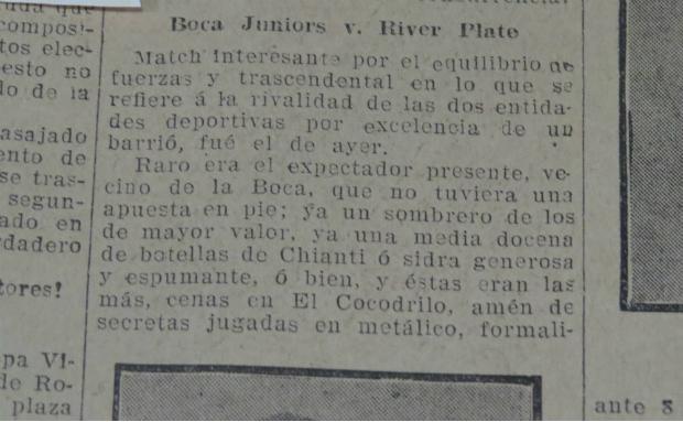 Datada de 25 de agosto de 1913, reportagem do jornal La Gaceta de Buenos Aires mencionava a 