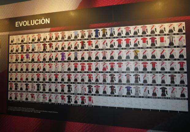 A evolução da camisa do River Plate: antes de adotar o famoso tricolor, o clube jogou com a simples combinação alvinegra (Foto: Ana Carolina da Silva/Gazeta Press)