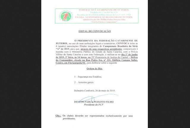 Avaí, Chapecoense, Figueirense e Joinville foram convocados para reunião com a Federação Catarinense na próxima segunda