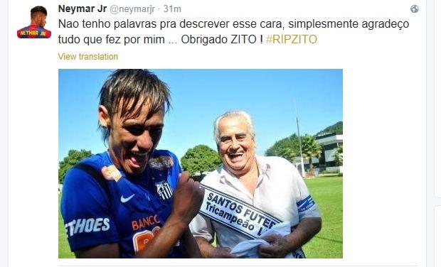 Neymar prestou homenagem ao ídolo Zito nas redes sociais
