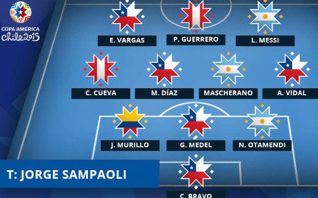 Equipe ideal da Copa América conta com os dois artilheiros e o melhor goleiro do torneio