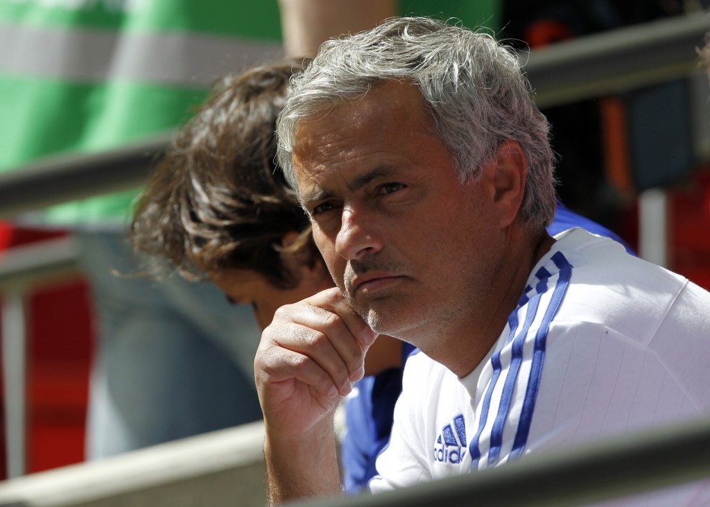 Chelsea's Portuguese manager Jose Mourinho looks on ahead of the FA Community Shield football match between Arsenal and Chelsea at Wembley Stadium in north London on August 2, 2015. AFP PHOTO / IAN KINGTON -- NOT FOR MARKETING OR ADVERTISING USE / RESTRICTED TO EDITORIAL USE --