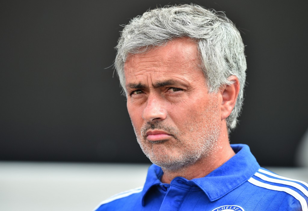 (FILES) In this July 25, 20115 file photo, Chelsea coach Jose Mourinho looks on before an International Champions Cup football match against Paris Saint-Germain in Charlotte, North Carolina. Chelsea manager Jose Mourinho sees this year's influx of older European club stars into Major League Soccer as a key step in the North American league's global evolution. From Liverpool legend Steven Gerrard going to the Los Angeles Galaxy to fellow Englishman and Chelsea icon Frank Lampard signing with New York City and long-time Stamford Bridge teammate Didier Drogba going to Montreal, MLS has brought big names to a growing fan base hungry for top talent. "The evolution is clear. You are getting superstars, people like Drogba, Gerrard, Frank Lampard," Mourinho said August 3, 2015. "I can see the difference. I can feel the difference." AFP PHOTO/NICHOLAS KAMM