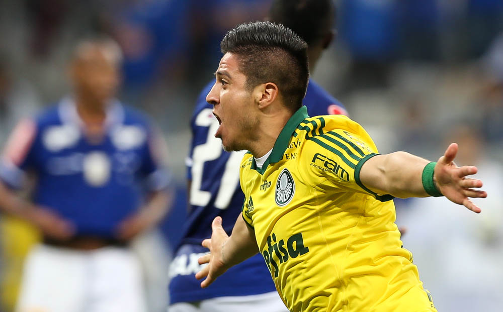 O argentino Cristaldo marcou o gol de empate do Palmeiras contra o Cruzeiro (Foto: Cesar Greco / Fotoarena)