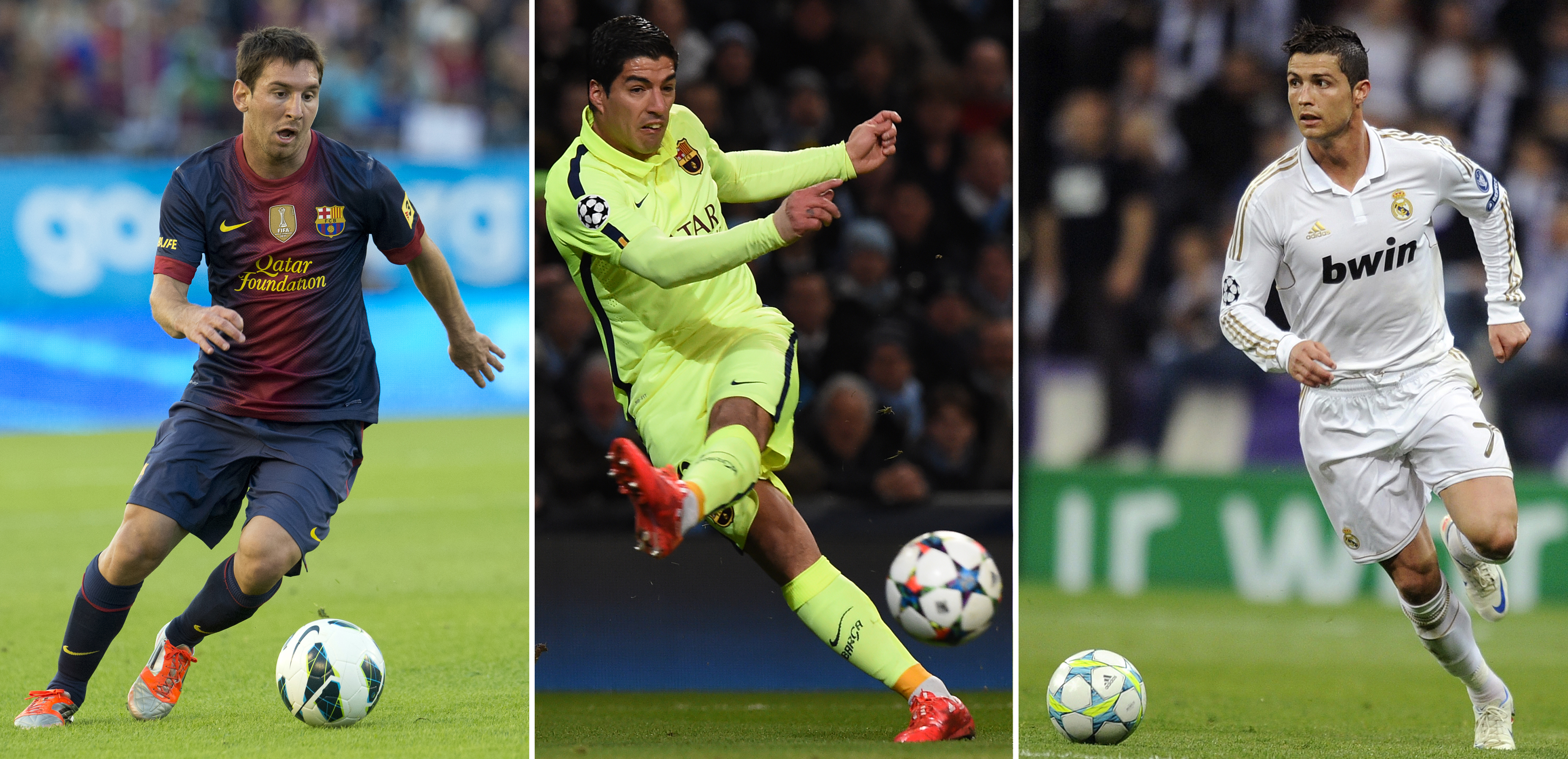 Suárez, Messi e Cristiano Ronaldo disputarão prêmio de melhor da Europa (Foto: Divulgação/AFP)