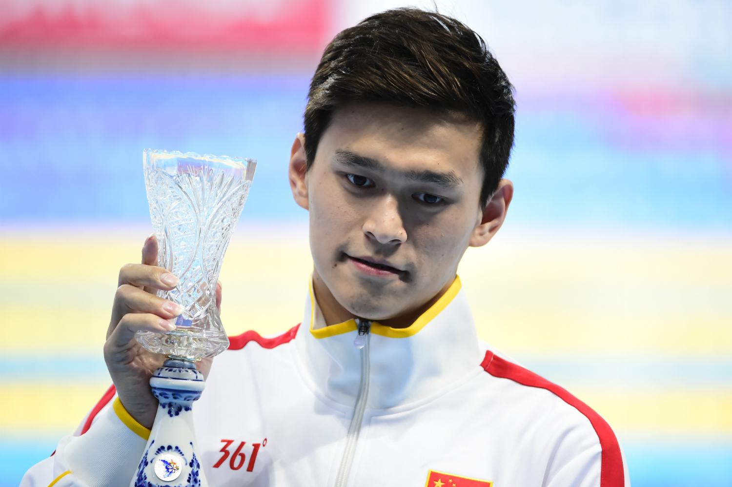 O chinês Sun Yang levou os ouros nos 400 e 800m livre e levou o prêmio de melhor nadador em Kazan (Foto: Alexander Nemenov/AFP)