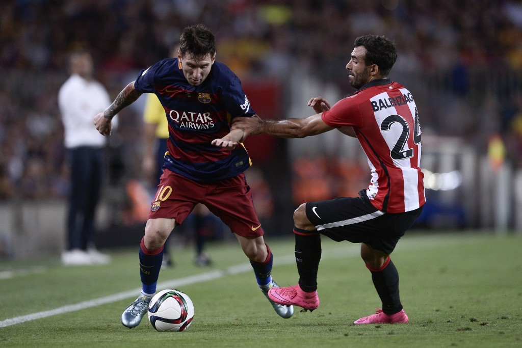 Messi marcou o gol do Barcelona no empate em 1 a 1 com o Athletic Bilbao (Foto: Josep Lago/AFP)