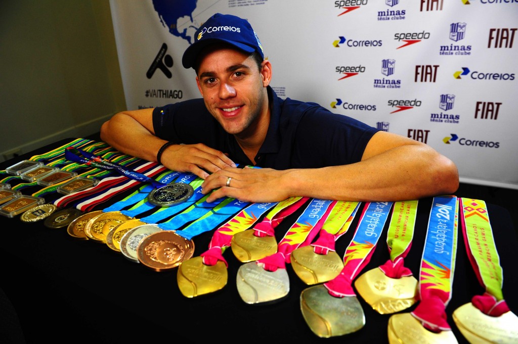 Recordista, brasileiro Thiago Pereira tem 23 medalhas pan-americanas. (Foto: Sergio Barzaghi/Gazeta Press)