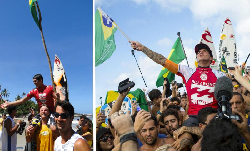 No Pan-Americano de 2009 (à esquerda), jovem Gabriel Medina ganhou experiência para ser campeão mundial (Fotos: Divulgação)