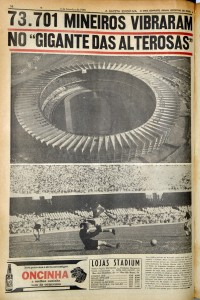 Capa do jornal A Gazeta Esportiva estampou inauguração do Mineirão (Foto: Acervo/Gazeta Press)