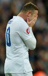 England's striker Wayne Rooney reacts after scoring from the penalty spot, his 50th goal for England, making him the country's all-time goal scorer, during the Euro 2016 qualifying group E football match between England and Switzerland at Wembley Stadium in west London on September 8, 2015. AFP PHOTO / GLYN KIRK NOT FOR MARKETING OR ADVERTISING USE / RESTRICTED TO EDITORIAL USE
