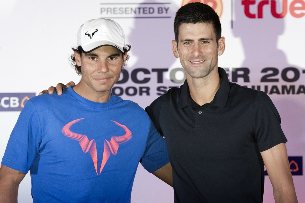 Rafael Nadal e Novak Djokovic farão partida amistosa na manhã desta sexta-feira, em Bangkok (Nicolas Asfouri/AFP)