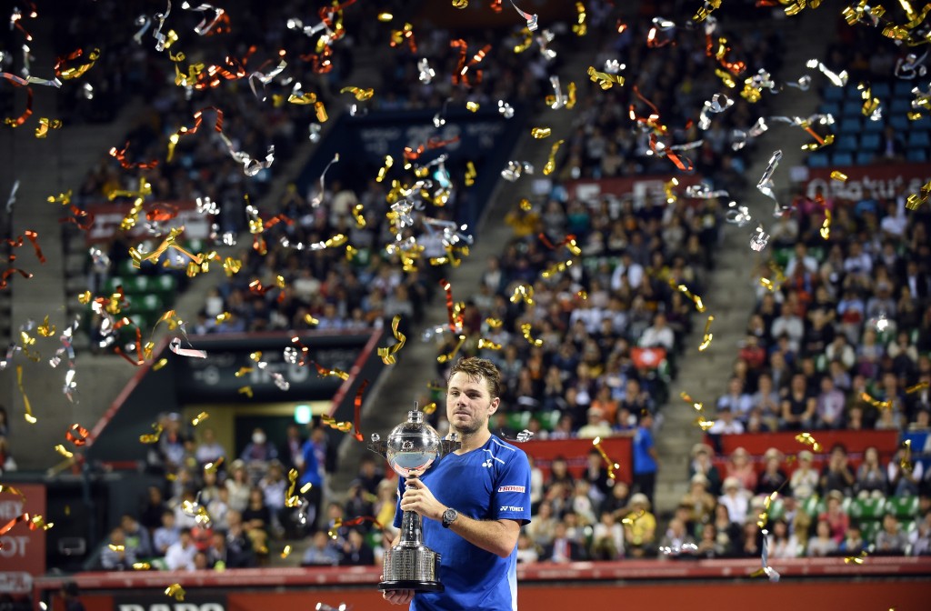 Wawrinka bateu Paire no Japão e conquistou quarto título do ano, recorde da carreira (foto:Toru Yamanaka/AFP)