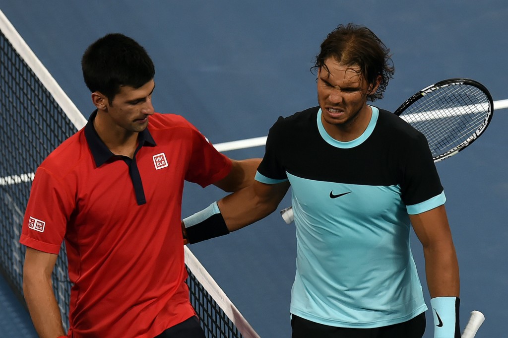 Novak Djokovic "atropelou" Rafael Nadal na decisão do ATP 500 de Pequim, na China (Foto: Goh Chai Hin/AFP)