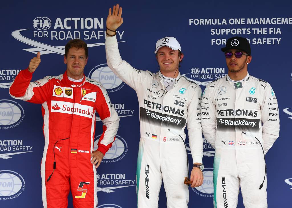 Vettel, Rosberg e Hamilton serão pole no México (Foto: Clive Mason/AFP)