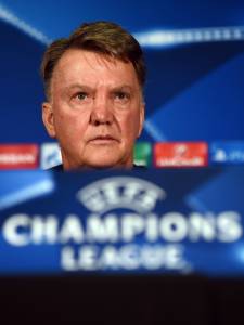 Manchester United's Dutch manager Louis van Gaal attends a press conference at Old Trafford in Manchester, north west England on the eve of their Champions League football match against CSKA Moscow on November 2, 2015. AFP PHOTO/PAUL ELLIS