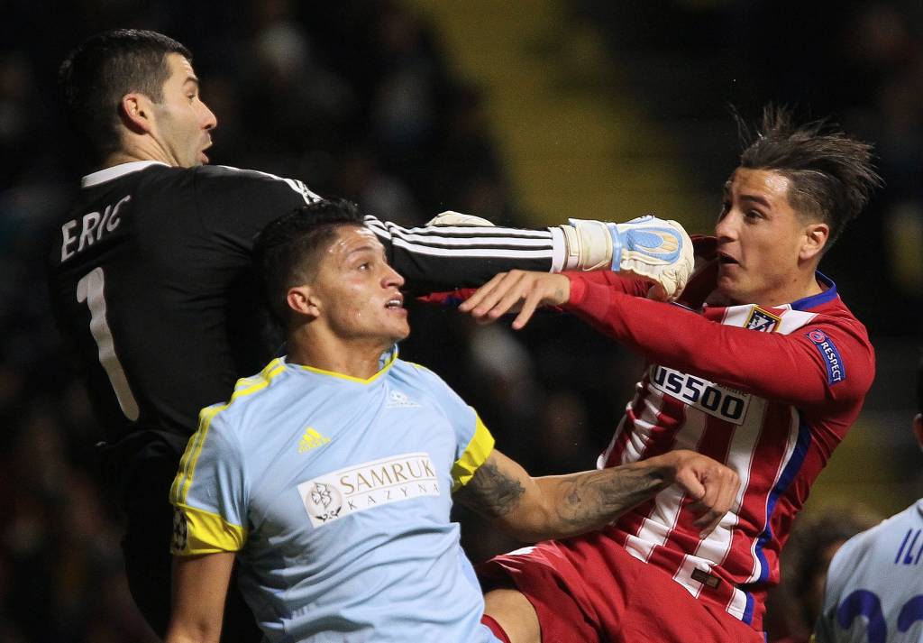 O Atlético de Madri esbarrou no Astana e empatou em 0 a 0 fora de casa (Foto: Stanislav Filippov/AFP)