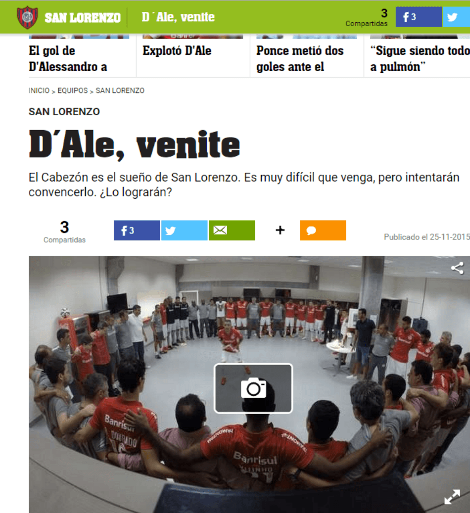 Chamado de "Cabeção" na Argentina, meia é tido como sonho do San Lorenzo (Foto:Reprodução/Olé)