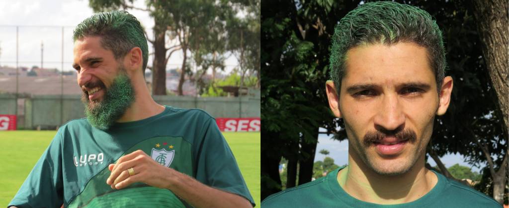 Antes e depois de Tony: jogador pagou promessa após o acesso do Coelho para a Série A (Carlos Cruz/AFC)