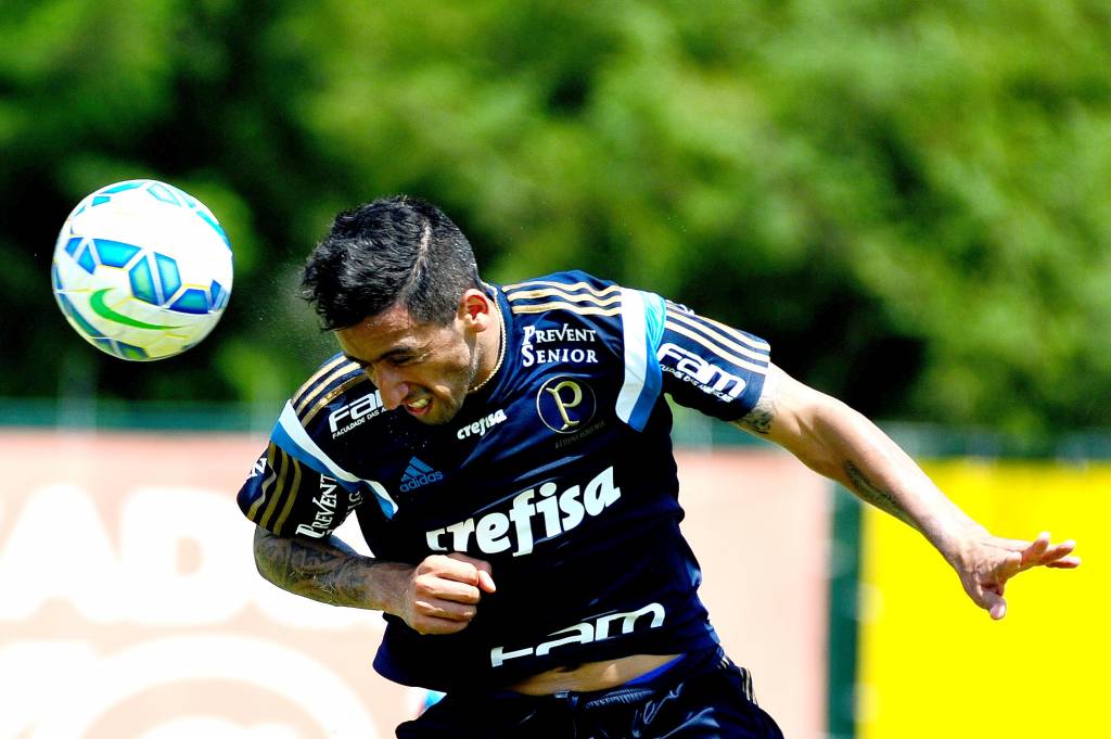 Lucas Barrios será titular na decisão contra o Santos (Foto: Sergio Barzaghi/Gazeta Press)
