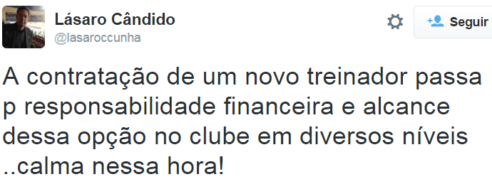 Dirigente utilizou o Twitter para comentar o processo de escolha do novo técnico do Galo (Reprodução/Twitter)